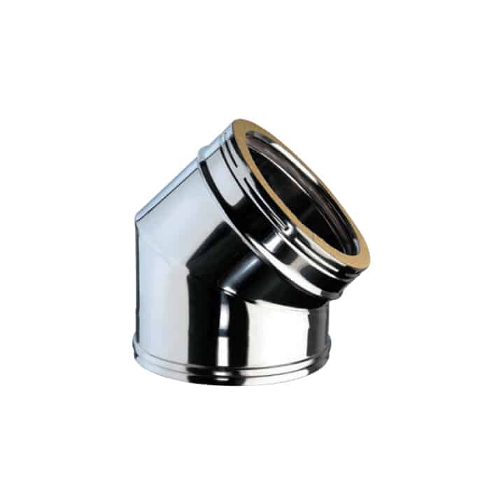 Gomito A 15° Per Canna Fumaria In Acciaio Inox Doppia Parete, DN 350-400, Isolato In Lana Di Roccia